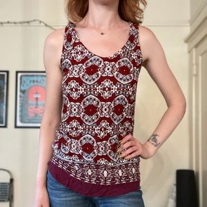 eddie bauer tie dye print tank – red – tall m